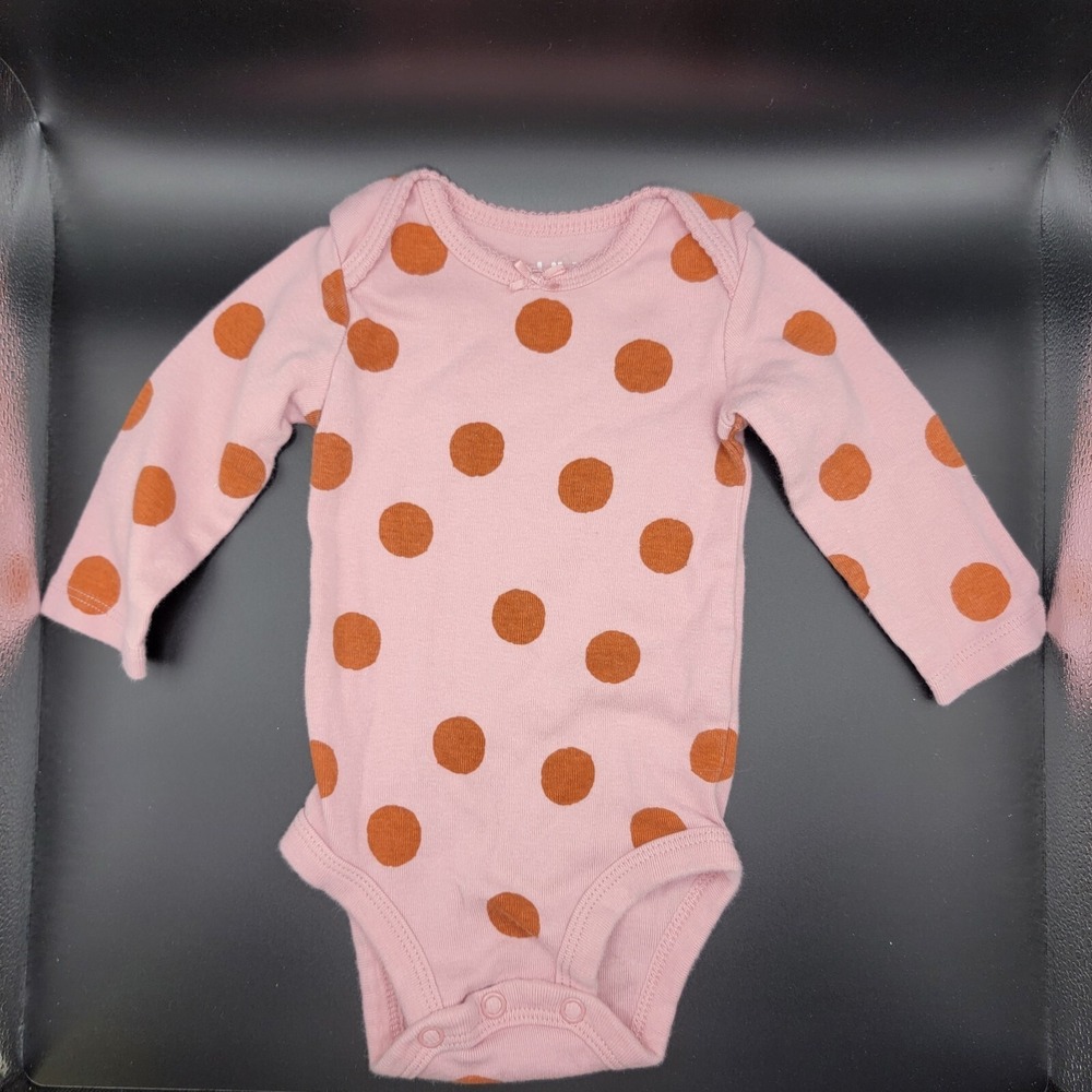 Carters Child Of Mine Infant Girl Pink Polka Dot Bodysuit Size 0-3 M